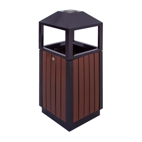Coș gunoi exterior MAGNOLIA | Metal și WPC, cu recipient interior [1]