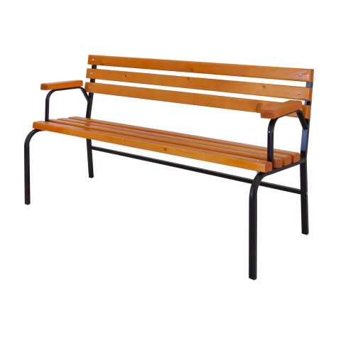 MOBILIER URBAN - Bancă exterior 162 cm cu spătar și cotiere LAVANDĂ | Metal și lemn