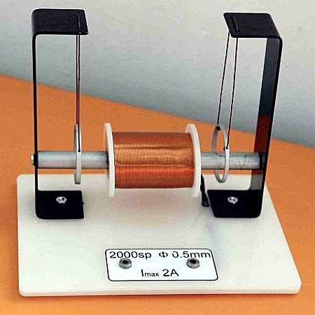 FENOMENE MAGNETICE ȘI INDUCȚIA ELECTROMAGNETICĂ - Bobina cu miez si inel suspendat pentru regula lui Lenz