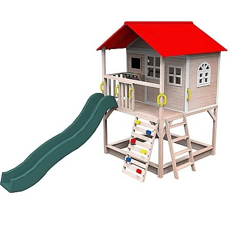 CASUTE PENTRU COPII - Căsuță pentru grădină din lemn cu tobogan, OMAH