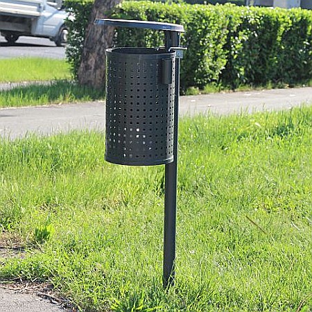 MOBILIER URBAN - Coș de gunoi cu scrumieră și capac de protecție