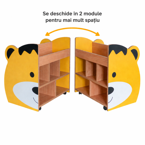 Ansamblu Montessori copii tip ursulet din PAL 18 mm cu roti si rafturi pentru gradinita si camera copii [3]