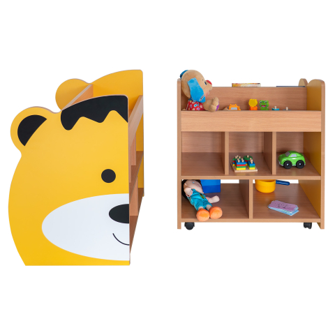 Ansamblu Montessori copii tip ursulet din PAL 18 mm cu roti si rafturi pentru gradinita si camera copii [4]
