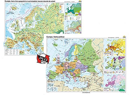 EUROPA - Europa: Harta fizico-geografica / Harta politica - DUO PLUS