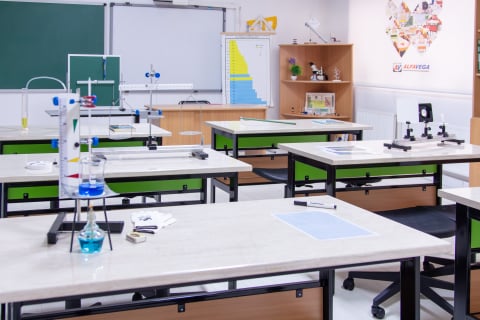 Masă de laborator cu blat termorezistent, 2 elevi, GAMMA [4]