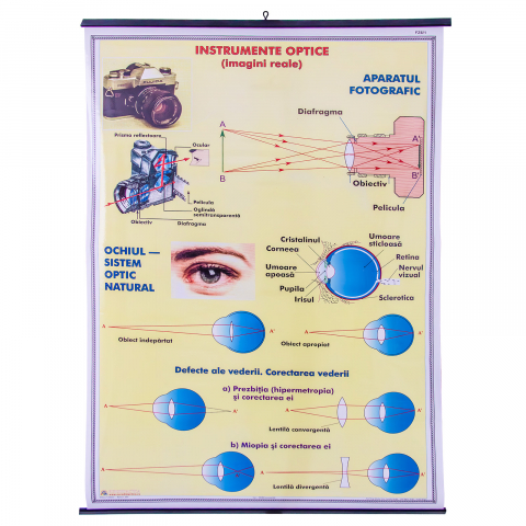 PLANȘE FIZICĂ - Plansa instrumente optice I. Imagini reale/ Instrumente optice II imagini virtuale (duo)