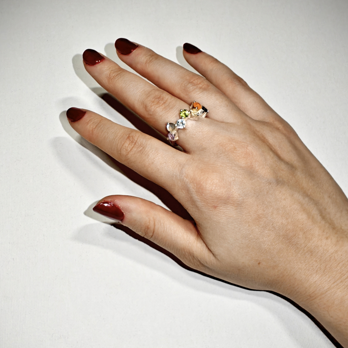 Inel 7 Chakre, montat în argint 925, fațetat [5]