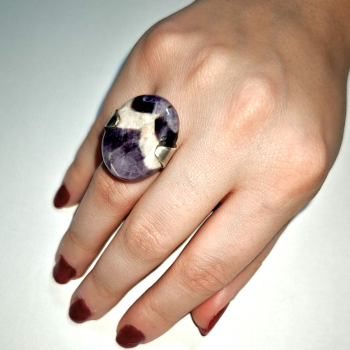 Inel din Ametist Chevron, reglabil, montat în argint 925 [3]