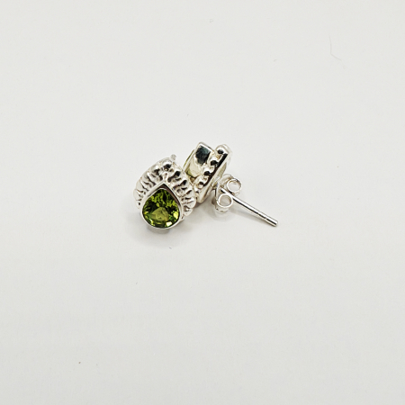 Cercei Peridot fațetat, montați în argint 10 x 7 mm [2]