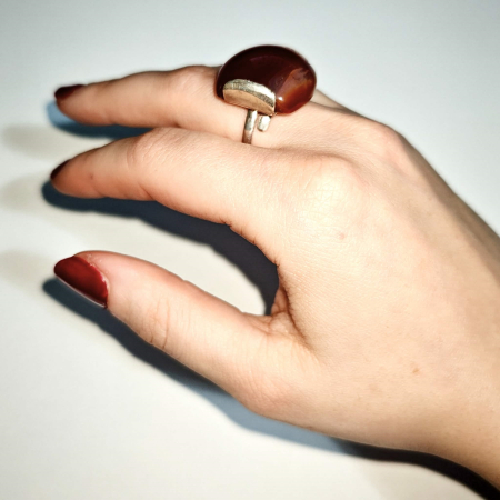 Inel Carneol: reglabil, montat în argint 925 (A) [2]