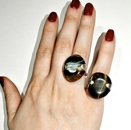 Inel Ochi de Șoim, reglabil, oval, montat în argint 925 [3]