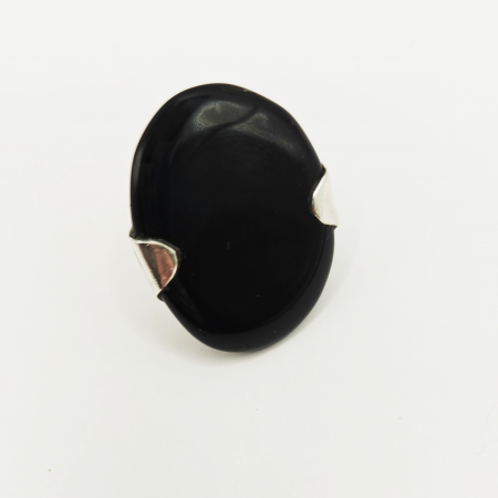 Obsidian negru - Inel reglabil din Obsidian negru, montat în argint 925