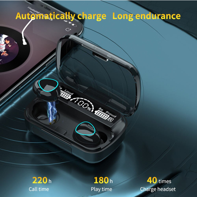 Casti Wireless M10 TWS, Bluetooth 5.1, Waterproof IPX-5, Anulare Zgomot [2]