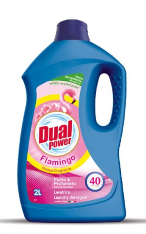 lichidari de stoc - DUAL POWER DETERGENT RUFE 2L (40SPALARI) FLAMINGO