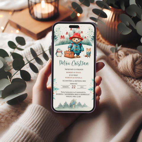 BOTEZ - Invitatie digitala baiat Paddington