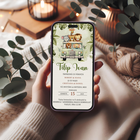 BOTEZ - Invitatie digitala botez Safari in Masina
