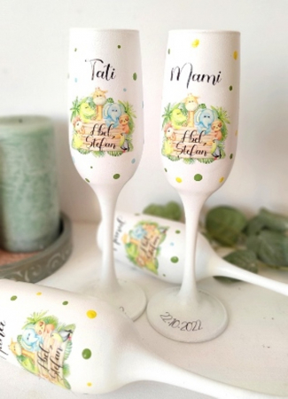 Pahare personalizate botez - Pahare personalizate botez-cumetrie Safari