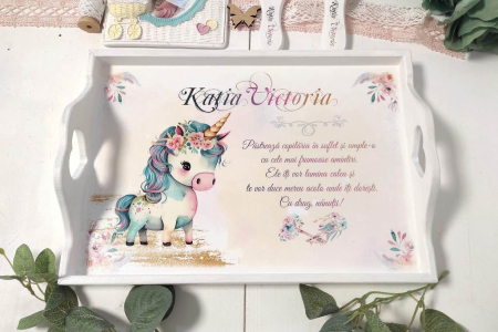 Tăvițe pentru fetițe - Set mot personalizat Magic Unicorn