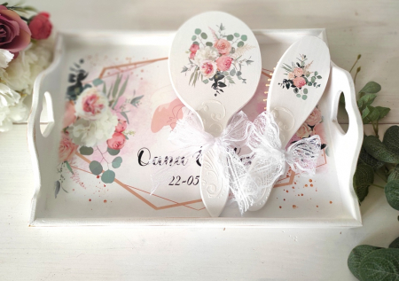 Set tavă mireasă - Set tavă mireasă - Pink elegant