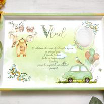Tăvițe personalizate 1 an - Set tavita mot Masinuta verde