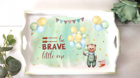 Tăvițe personalizate 1 an - Set tavita mot Teddy bear & balloons
