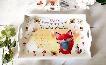 Tăvițe personalizate 1 an - tava mot cute little fox