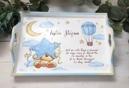 Tăvițe personalizate 1 an - Set mot ursuletul printre stele