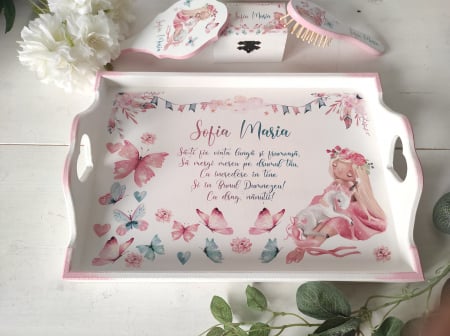 Tăvițe personalizate 1 an - tava mot fetite balerina unicorn