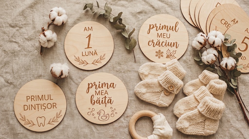 Carduri Aniversare din Lemn pentru Etape Importante Bebeluș