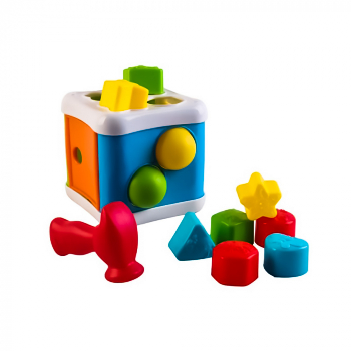 Jucarie galetusa stil Montessori cu diverse forme sortatoare si stivuitoare, figuri geometrice, plastic, multicolor [1]