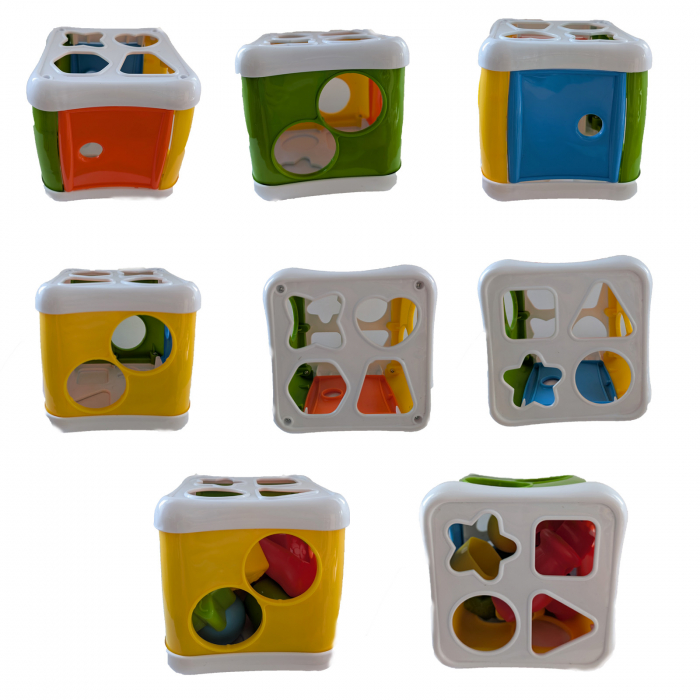 Jucarie galetusa stil Montessori cu diverse forme sortatoare si stivuitoare, figuri geometrice, plastic, multicolor [4]
