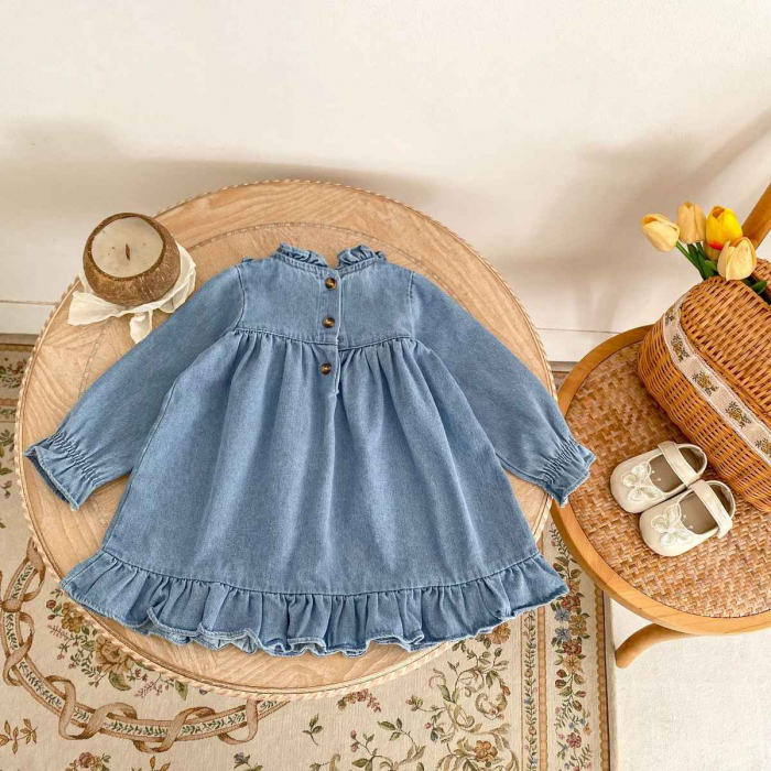 Rochie denim cu broderie florala [3]