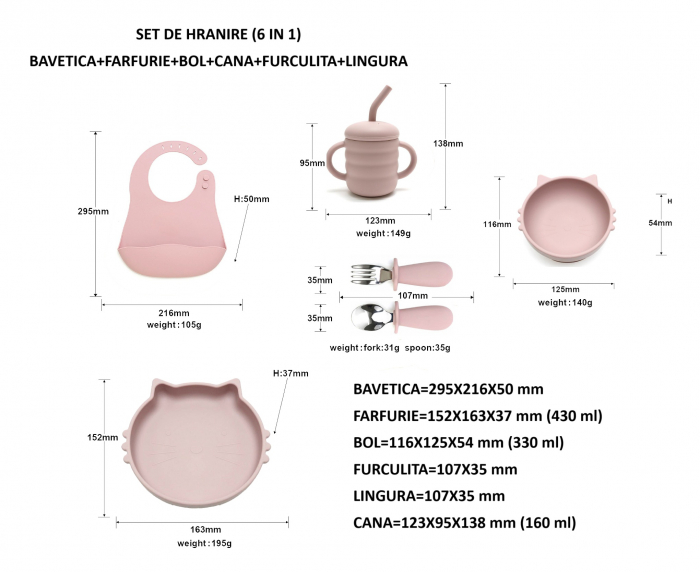 Set de hranire pentru bebelusi si copii, 6 piese, din silicon, fara BPA [3]
