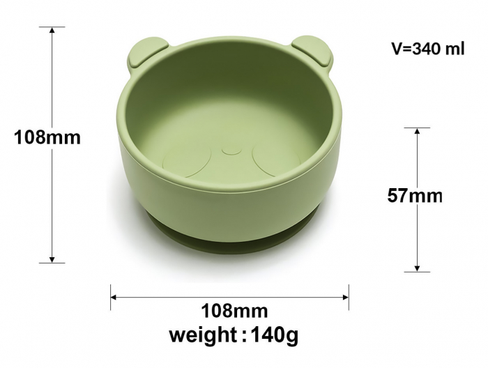 Set de hranire pentru bebelusi si copii, 6 piese, din silicon, fara BPA+ Compleu bebe 3 piese, body cu maneca lunga, pantalon si caciula alb/verde [4]