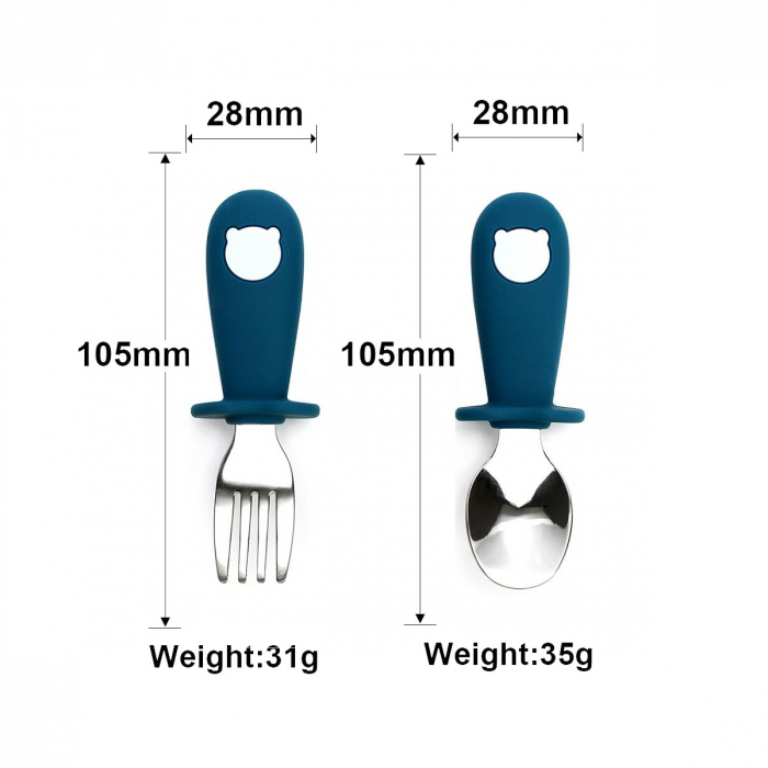 Set de hranire pentru bebelusi si copii, 6 piese, din silicon, fara BPA+ Compleu bebe 3 piese, body cu maneca lunga, pantalon si caciula multicolor [6]