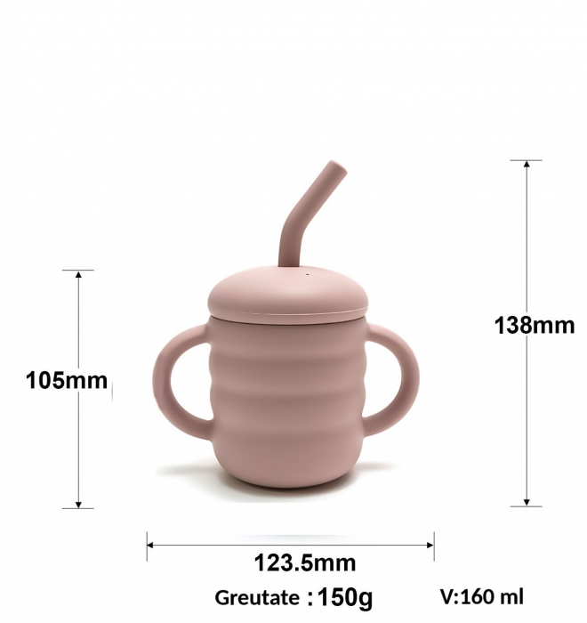 Set de hranire pentru bebelusi si copii, 6 piese, din silicon, fara BPA+Paturica pentru Bebe, Muselina multi strat, 110x110 cm, din Bumbac, 0-5 Ani, Model Animale [3]