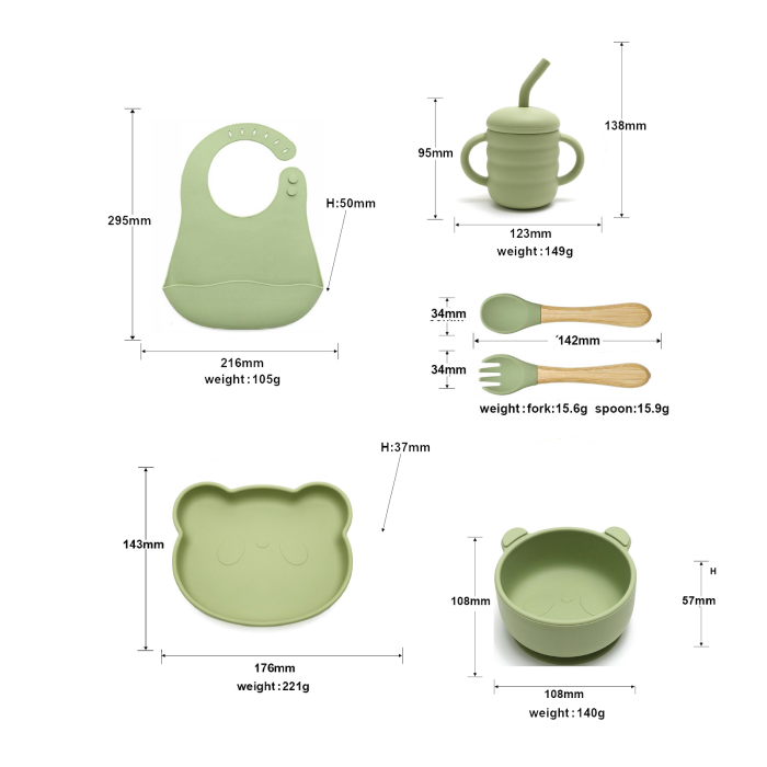 Set hrănire bebeluși 6 piese silicon fără BPA + păturică bumbac | AllBebe [2]