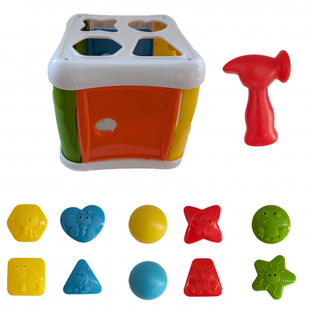 Jucarie galetusa stil Montessori cu diverse forme sortatoare si stivuitoare, figuri geometrice, plastic, multicolor [2]