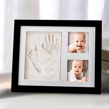 Kit de amintire cu amprenta copilului tau cu rama foto din lemn inclusa [1]