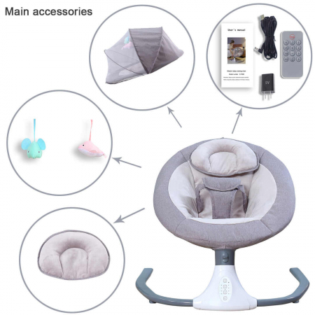 Leagan electric inteligent pentru bebelusi cu muzica, telecomanda si 5 viteze de leganare [3]