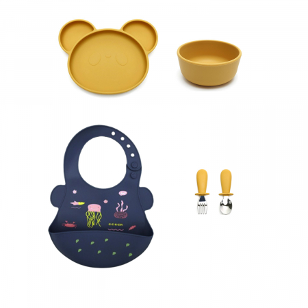 Set de hranire pentru bebelusi si copii, 5 piese, din silicon, fara BPA [4]