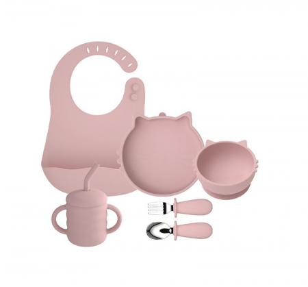 Hranire - Set de hranire pentru bebelusi si copii, 6 piese, din silicon, fara BPA