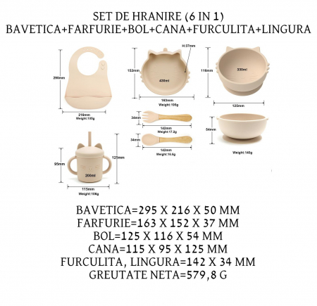 Set de hranire pentru bebelusi si copii, 6 piese, din silicon, fara BPA [1]