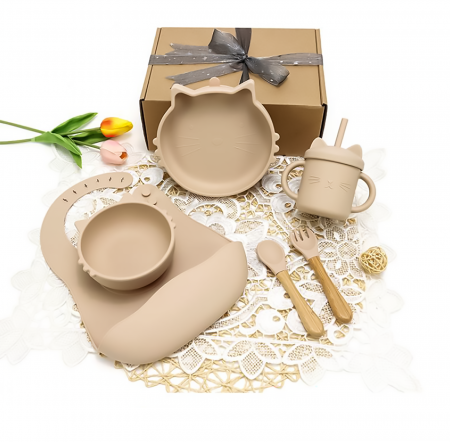 Hranire - Set de hranire pentru bebelusi si copii, 6 piese, din silicon, fara BPA