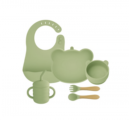 Hranire - Set de hranire pentru bebelusi si copii, 6 piese, din silicon, fara BPA