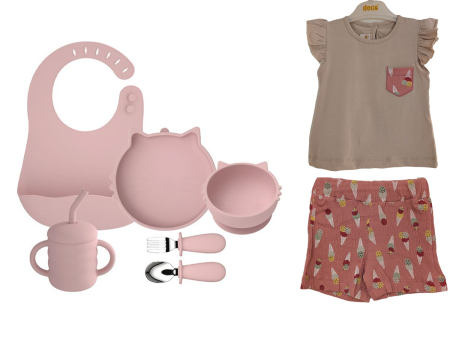 Seturi Cadou - Set hrănire bebeluși silicon 6 piese + compleu copii  AllBebe