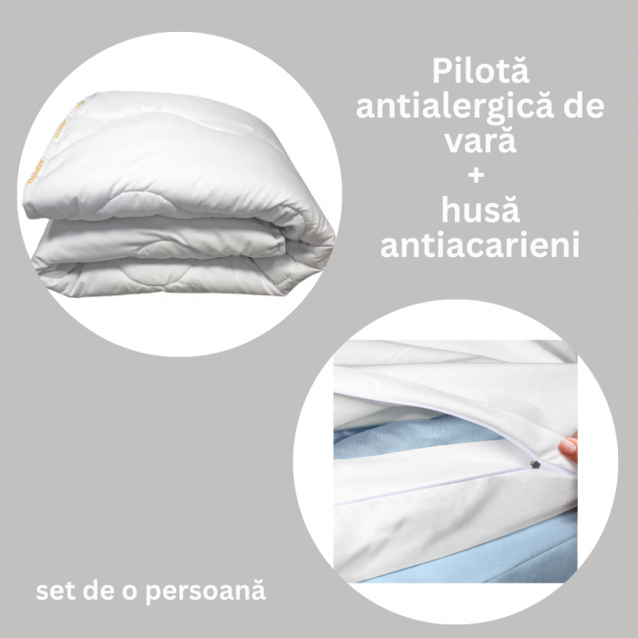 Pachet: Pilotă antialergică de vară + husă antiacarieni 140x200 [1]