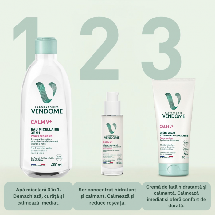 Pachet Calm V: Apă micelară 400 ml + Ser hidratant 30 ml + Cremă hidratantă 50 ml [2]