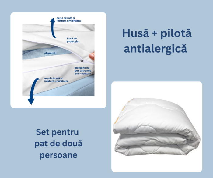 Pachet: Pilotă antialergică de iarnă + husă antiacarieni 200x220 [1]