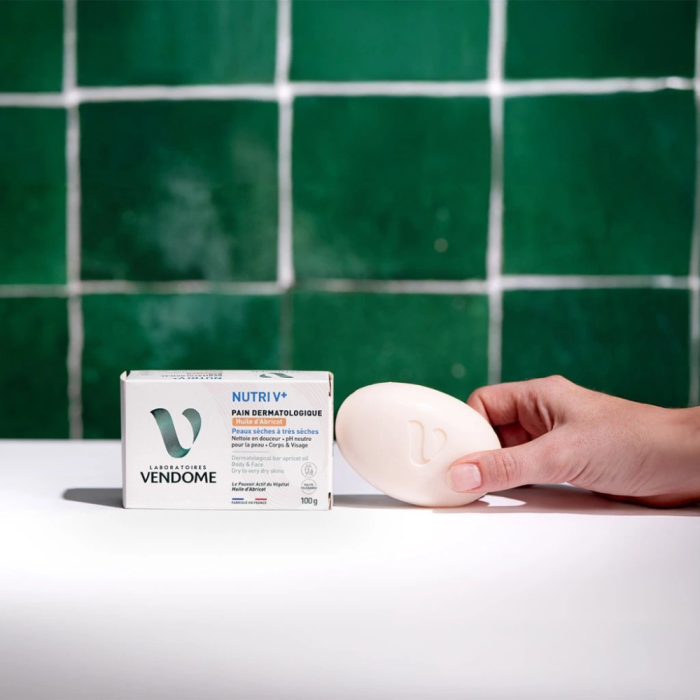 Săpun dermatologic cu ulei de caise Nutri V+, 100 g [4]